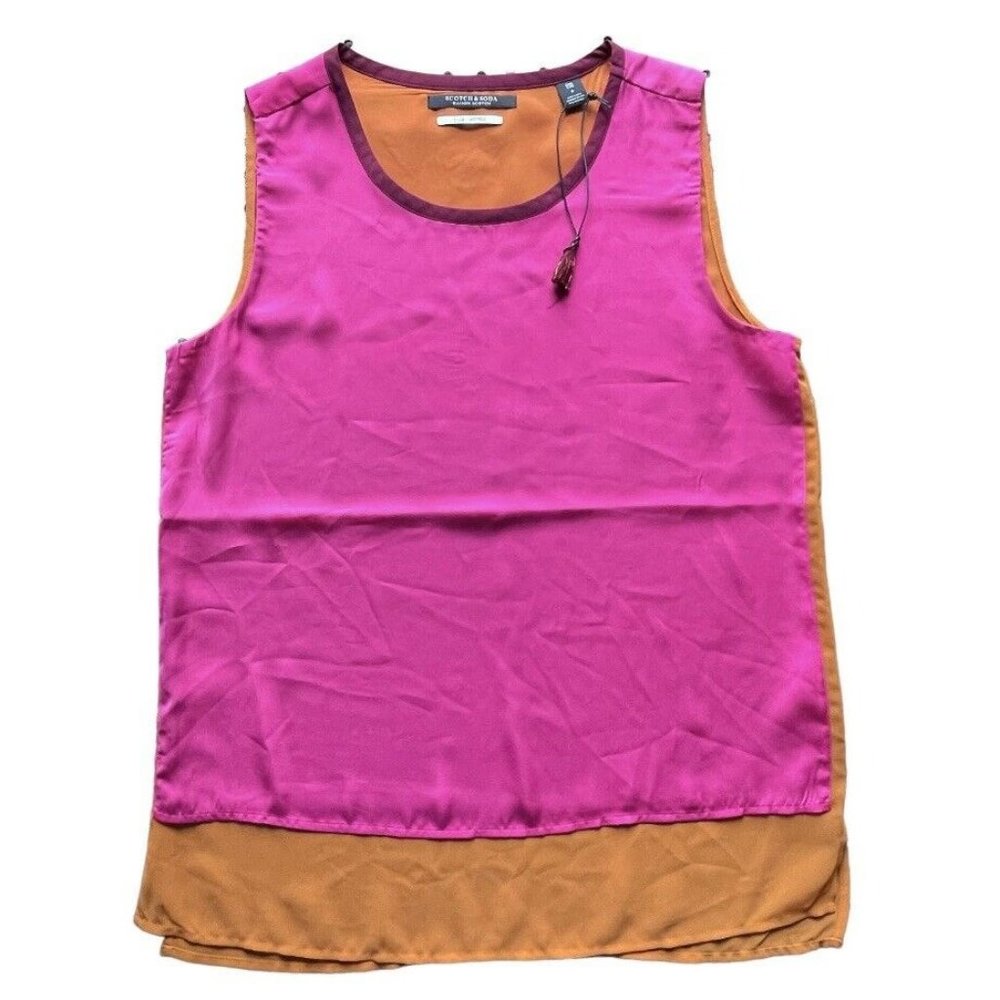Scotch & Soda Maison Club Voyage Top Blouse Pink Small Women NEW
